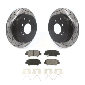 Rear Drilled Slot Disc Brake Rotors Semi-Metallic Pad Kit For Hyundai Tucson Kia Sportage KDS-100831