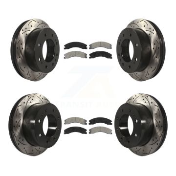 Front Rear Drill Slot Brake Rotors Semi-Metallic Pad Kit For GMC Chevrolet Sierra 2500 HD KDS-100837