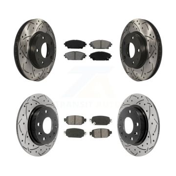 Front Rear Drill Slot Disc Brake Rotor Semi-Metallic Pad Kit For 2019-2022 Mazda CX-3 FWD KDS-100840