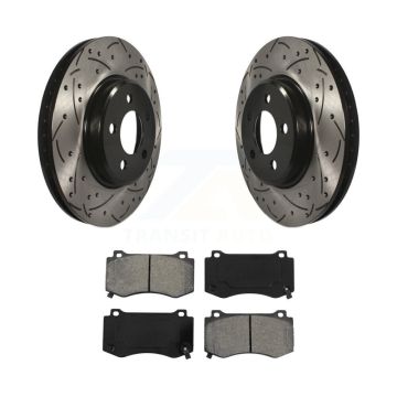 Front Drilled Slot Brake Rotor Semi-Metallic Pad Kit For Dodge Charger With Brembo Brakes KDS-100843