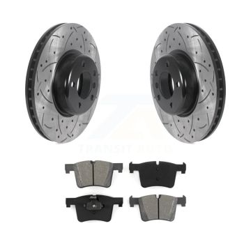 Front Coated Drilled Slot Disc Brake Rotor & Semi-Metallic Pad Kit For BMW 335i xDrive GT KDS-100845