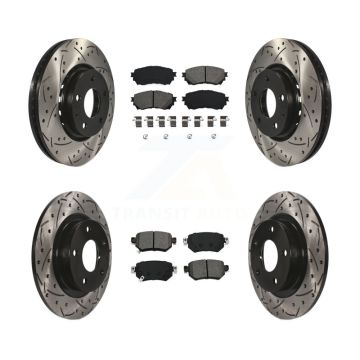 Front Rear Drilled Slot Brake Rotor Semi-Metallic Pad Kit For Mazda 6 Naturally Aspirated KDS-100847