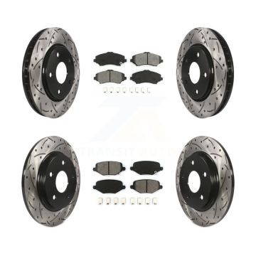 Front Rear Drill Slot Brake Rotors Semi-Metallic Pad Kit For Dodge Grand Caravan Chrysler KDS-100854