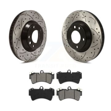 Front Drill Slot Brake Rotor Semi-Metallic Pad Kit For Audi Q7 Porsche Cayenne Volkswagen KDS-100858