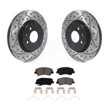 Front Coated Drill Slot Disc Brake Rotor Semi-Metallic Pad Kit For Kia Rio Hyundai Accent KDS-100860