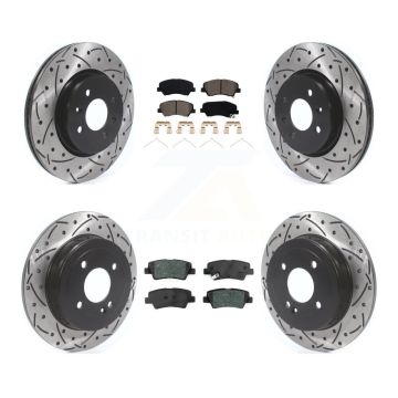 Front Rear Drilled Slot Disc Brake Rotor Semi-Metallic Pad Kit For Kia Rio Hyundai Accent KDS-100863