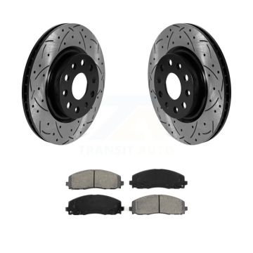 Front Coated Drilled Slotted Disc Brake Rotor And Semi-Metallic Pad Kit For Jeep Wrangler KDS-100866