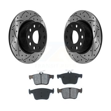 Rear Coated Drilled Slot Disc Brake Rotor Semi-Metallic Pad Kit For Volkswagen Jetta Taos KDS-100881