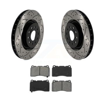 Front Drill Slot Disc Brake Rotors Semi-Metallic Pad Kit For 2017-2020 Honda Civic Type R KDS-100885
