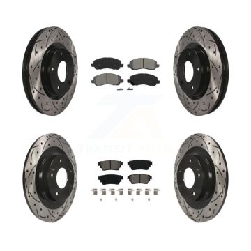 Front Rear Drilled Slot Disc Brake Rotor & Semi-Metallic Pad Kit For Mitsubishi Outlander KDS-100886