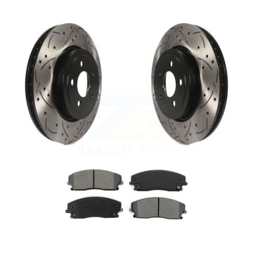 Front Drill Slot Brake Rotors Semi-Metallic Pad Kit For 15-18 Dodge Charger RWD with 3.6L KDS-100890