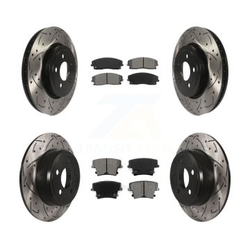 Front Rear Drilled Slot Brake Rotor Semi-Metallic Pad Kit For Dodge Charger RWD with 3.6L KDS-100892