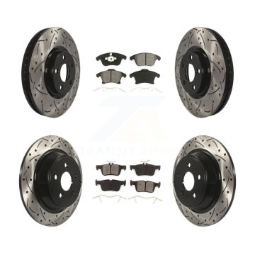 Front Rear Drill Slot Brake Rotors Semi-Metallic Pad Kit For Ford Police Responder Hybrid KDS-100893