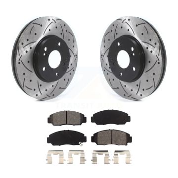 Front Coated Drilled Slotted Disc Brake Rotors And Semi-Metallic Pad Kit For Honda Accord KDS-100894