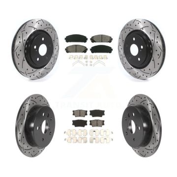 Front Rear Drilled Slot Disc Brake Rotors Semi-Metallic Pad Kit For 2022 Toyota Camry TRD KDS-100907
