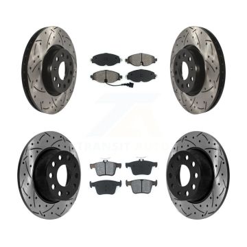 Front Rear Drill Slot Brake Rotor Semi-Metallic Pad Kit For 2022-2023 Volkswagen Taos FWD KDS-100909