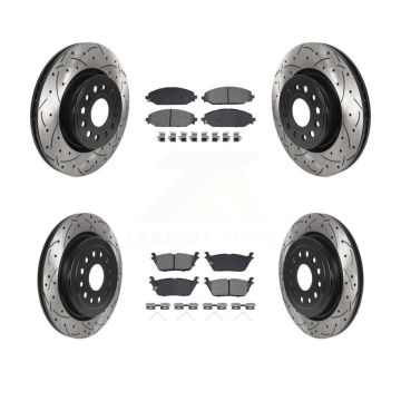 Front Rear Coated Drilled Slotted Disc Brake Rotor And Semi-Metallic Pad Kit For Ram 1500 KDS-100913