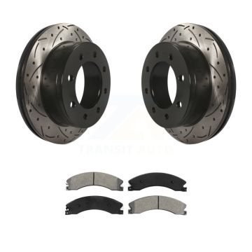 Rear Coated Drill Slot Disc Brake Rotors Semi-Metallic Pad Kit For Chevrolet Express 4500 KDS-100918