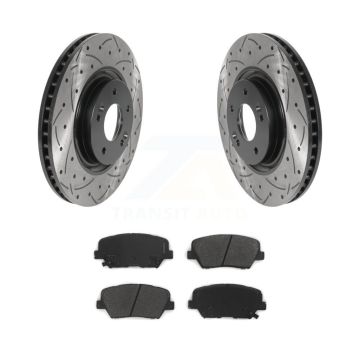 Front Coated Drill Slot Disc Brake Rotor Semi-Metallic Pad Kit For 2019-2022 Hyundai Nexo KDS-100919