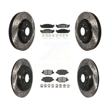 Front Rear Coated Drilled Slot Disc Brake Rotor & Semi-Metallic Pad Kit For Ford Explorer KDS-100922