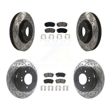 Front Rear Coated Drilled Slot Disc Brake Rotors Semi-Metallic Pad Kit For Hyundai Sonata KDS-100923