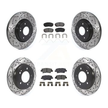 Front Rear Drilled Slot Brake Rotors Semi-Metallic Pad Kit For Kia Forte Hyundai Veloster KDS-100926