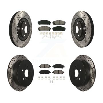 Front Rear Coated Drill Slot Disc Brake Rotor Semi-Metallic Pad Kit For Toyota Highlander KDS-100932