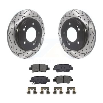 Rear Drilled Slot Disc Brake Rotor & Semi-Metallic Pad Kit For Kia Forte Hyundai Veloster KDS-100933