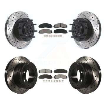 Front Rear Drilled Slot Brake Rotor Semi-Metallic Pad Kit For Ford F-350 Super Duty F-250 KDS-100936