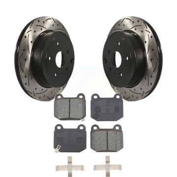 Rear Coated Drill Slot Disc Brake Rotors Semi-Metallic Pad Kit For Subaru Impreza WRX STI KDS-100945