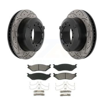 Front Drill Slot Brake Rotors Semi-Metallic Pad Kit For International TerraStar IC AE Bus KDS-100947