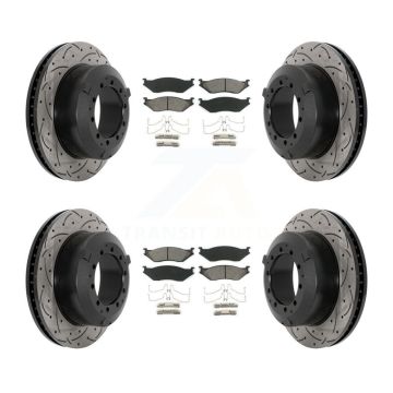 Front Rear Drill Slot Brake Rotor Semi-Metallic Pad Kit For International TerraStar IC AE KDS-100949