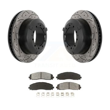 Rear Drill Slot Brake Rotor Semi-Metallic Pad Kit For Ford F-350 Super Duty Cab & Chassis KDS-100951