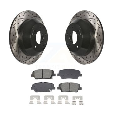 Rear Drill Slot Brake Rotors Semi-Metallic Pad Kit For Hyundai Santa Fe Sport Kia Sorento KDS-100957