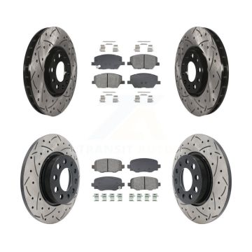 Front Rear Drill Slot Disc Brake Rotors Semi-Metallic Pad Kit For Jeep Renegade Fiat 500X KDS-100969
