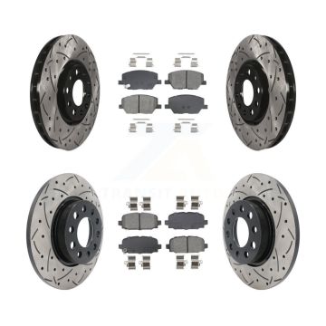 Front Rear Coated Drilled Slotted Disc Brake Rotor Semi-Metallic Pad Kit For Jeep Compass KDS-100970