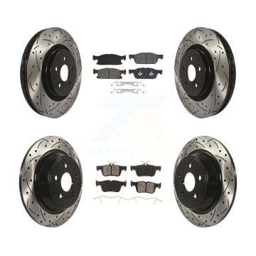 Front Rear Drill Slot Disc Brake Rotors Semi-Metallic Pad Kit For Ford Fusion Lincoln MKZ KDS-100971