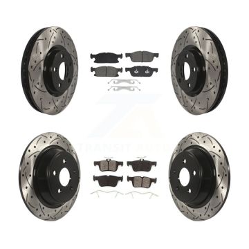 Front Rear Coat Drill Slot Disc Brake Rotor Semi-Metallic Pad Kit For Lincoln Continental KDS-100973