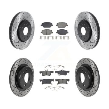 Front Rear Coated Drilled Slot Disc Brake Rotors Semi-Metallic Pad Kit For Buick Envision KDS-100975