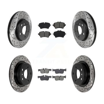 Front Rear Coat Drill Slot Disc Brake Rotor Semi-Metallic Pad Kit For Mini Cooper Clubman KDS-100978