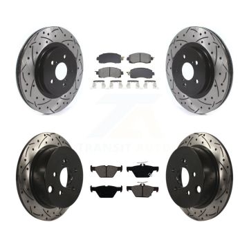 Front Rear Coated Drill Slot Disc Brake Rotors Semi-Metallic Pad Kit For Subaru Crosstrek KDS-100982