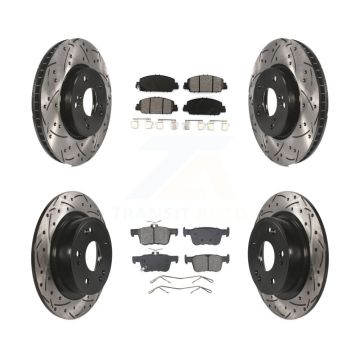 Front Rear Coated Drilled Slotted Disc Brake Rotor Semi-Metallic Pad Kit For Honda Accord KDS-100984