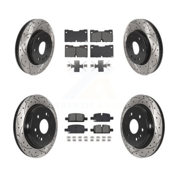 Front Rear Drill Slot Brake Rotors Semi-Metallic Pad Kit For Chevrolet GMC Silverado 1500 KDS-100985
