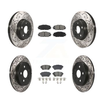Front Rear Drill Slot Disc Brake Rotor Semi-Metallic Pad Kit For 2019 Toyota Corolla 1.8L KDS-100986