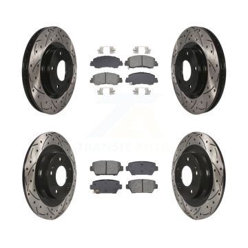 Front Rear Drill Slot Disc Brake Rotor Semi-Metallic Pad Kit For Mitsubishi Eclipse Cross KDS-100987