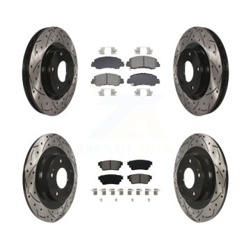 Front Rear Drill Slot Disc Brake Rotor Semi-Metallic Pad Kit For Mitsubishi Eclipse Cross KDS-100988