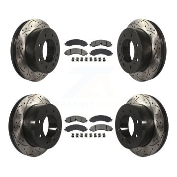 Front Rear Drill Slot Brake Rotors Semi-Metallic Pad Kit For GMC Chevrolet Sierra 2500 HD KDS-100991