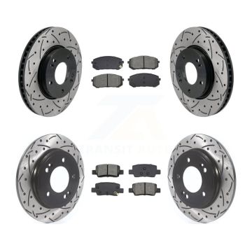 Front Rear Coated Drilled Slot Disc Brake Rotor Semi-Metallic Pad Kit For Hyundai Elantra KDS-100994