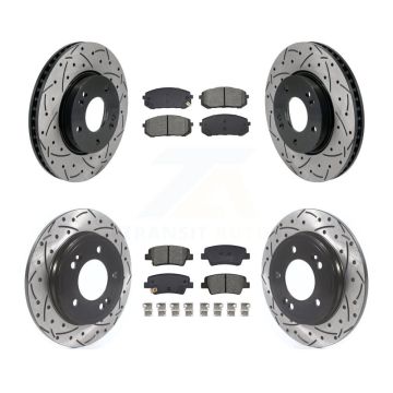 Front Rear Coated Drilled Slot Disc Brake Rotor Semi-Metallic Pad Kit For Hyundai Elantra KDS-100995