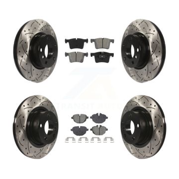 Front Rear Coated Drilled Slotted Disc Brake Rotors & Semi-Metallic Pad Kit For BMW X3 X4 KDS-100997